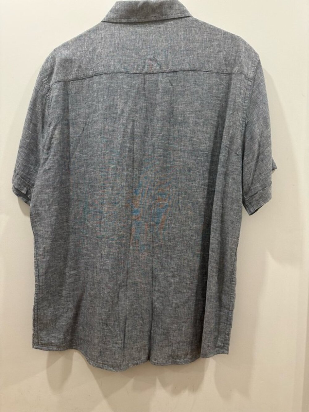 SAKS FIFTH AVENUE Linen Blend Short Sleeve Button Down Shirt Large